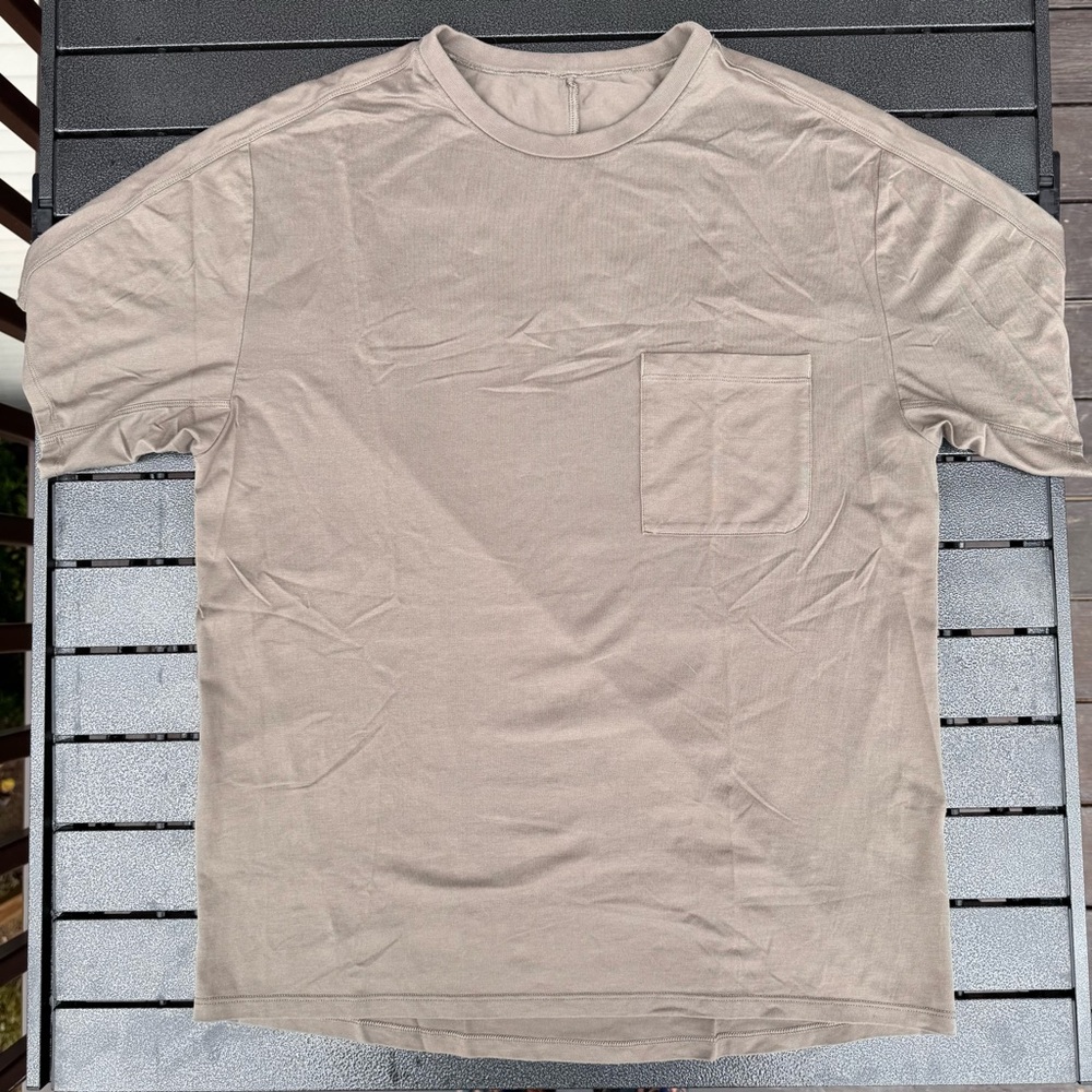 lululemon athletica fundamental pocket brown tan Short Sleeve Tee